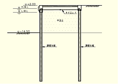 図：矢板式護岸　二重矢板式
